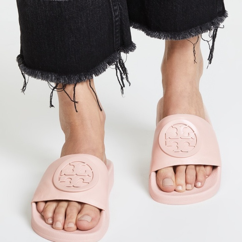 Tory Burch light pink slide sandals